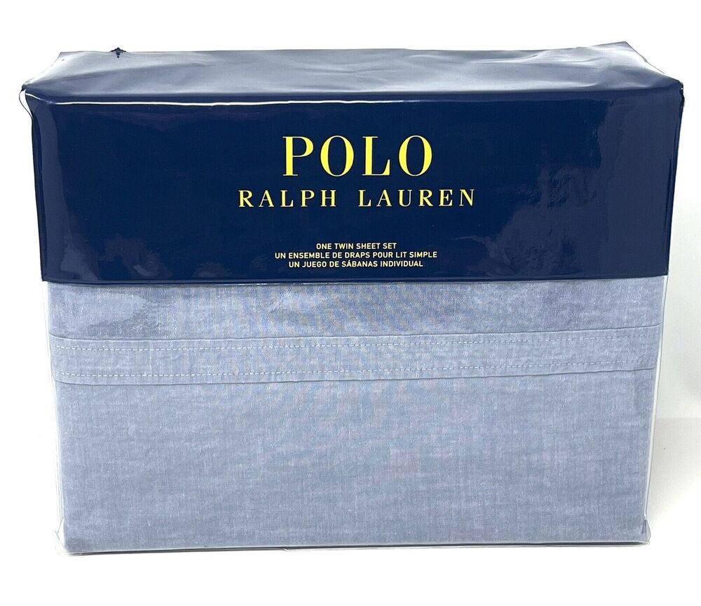 Polo Ralph Lauren Sheet Set Chambray Light Blue Denim Color Twin Size Sheet Set